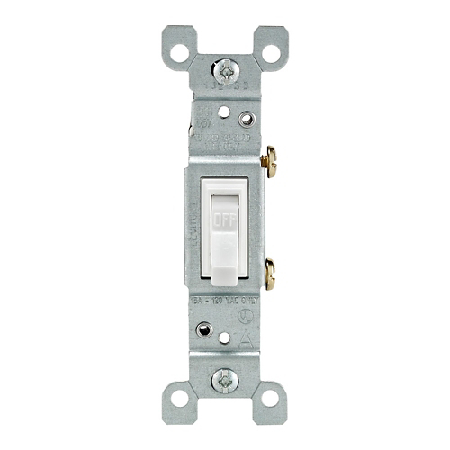 INTERRUPTOR "TOGGLE" BLANCO 1P SIN CONEXIÓN A TIERRA 120VAC