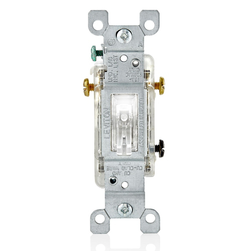 INTERRUPTOR "TOGGLE" 3WAY CON ILUMINACIÓN TRANSPARENTE CONEXIÓN A TIERRA 120VAC